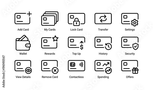 Finance app icons collection for digital wallet and banking features