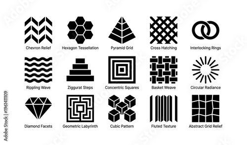 Abstract geometric patterns collection with shapes and grids