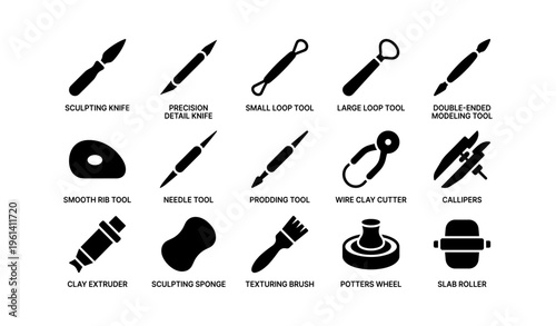 Essential sculpting tools collection for pottery and clay work