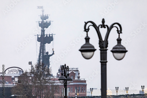 Monument to Peter the Great in Moscow in winter