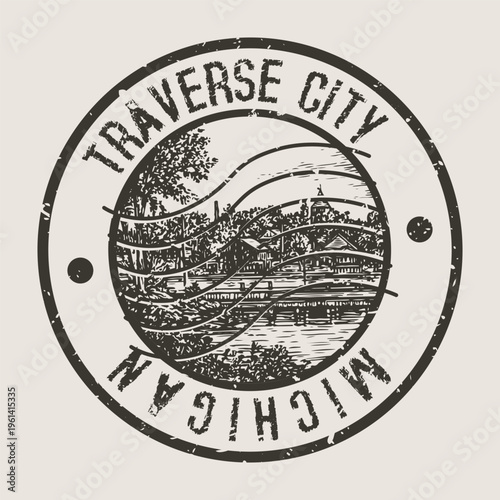 Traverse City Michigan Cherry Capital Travel Passport Cancellation Stamp Postmark Journal