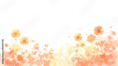 Elegant wedding invitation card background . Minimal hand painted watercolor Cosmosflowers texture template background. Design for wedding, vip cover, poster, rsvp moderncard. Valentine's Day