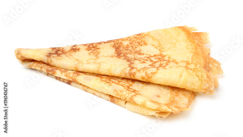 Fotografía Tasty folded homemade crepes isolated on white