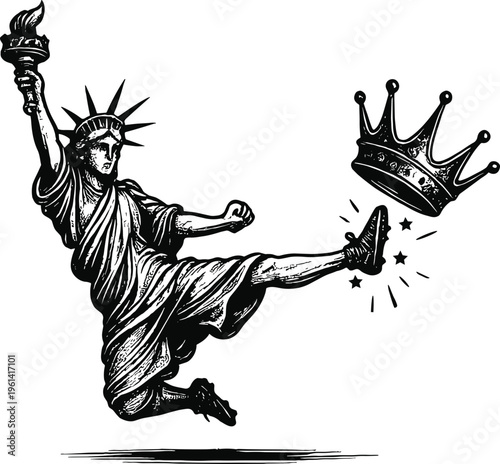 No kings in America svg, Statue of Liberty Kicking Crown svg