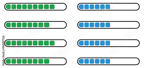 Loading progress bar vector icon design, simple horizontal bar showing completion percentage, and UX element for apps and websites, clean line style, modern vector illustration.