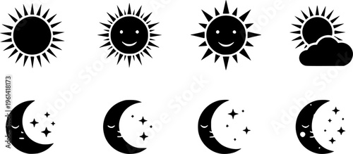Sun and moon icon set
