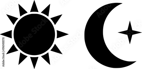 Sun and moon icon set
