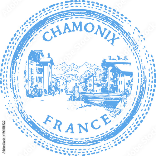 Chamonix Mont Blanc French Alps Summit Travel Passport Cancellation Stamp Postmark Journal