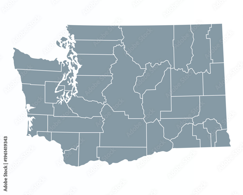 Fototapeta premium Map of Washington state with counties borders
