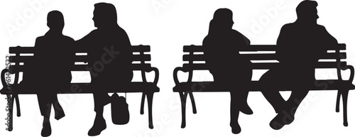 silhouette commuter seated on benches waiting transit station gesture