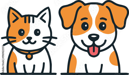 cat and dog mascot vector design for logo sticker printable