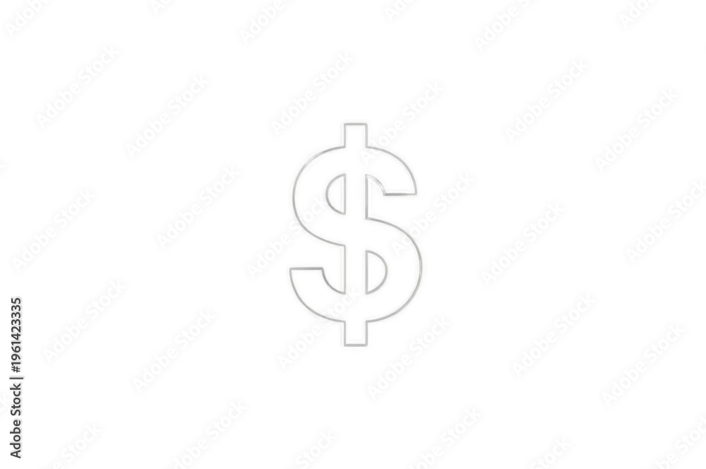 Obraz premium White neon dollar sign glowing transparent background