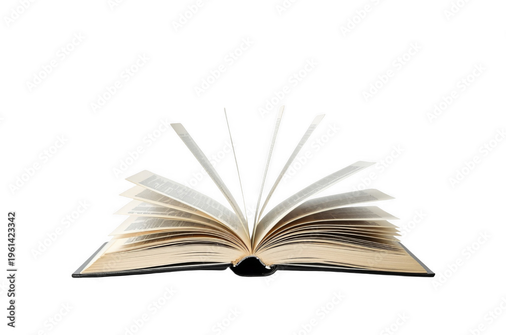 Fototapeta premium Open book pages turning isolated transparent background