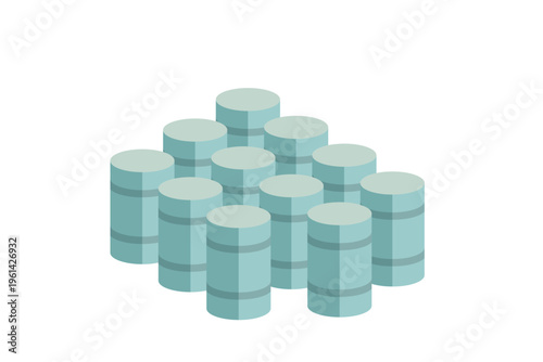Isometric Cluster Of Green Storage Tanks