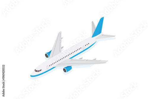 Isometric Passenger Airplane Flying