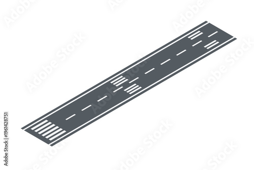 Isometric Straight Asphalt Road Segment