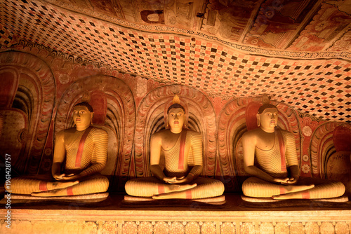 Buddha statues in Dambulla Cave Temple showcase ancient artistry in Sri Lanka