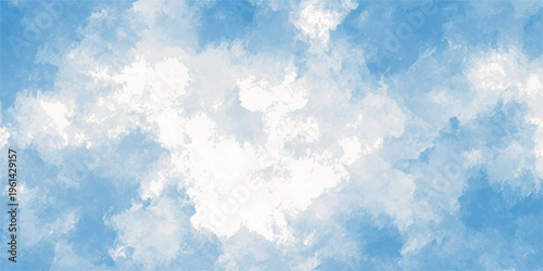 Beautiful blue sky background featuring white fluffy clouds on a bright summer day with clear air and a natural cloudscape atmosphere