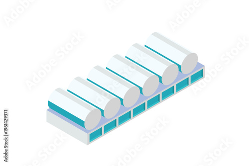 Isometric Agricultural Glass Greenhouses