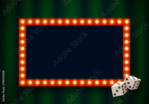 Banner for online casino with a flying casino dice