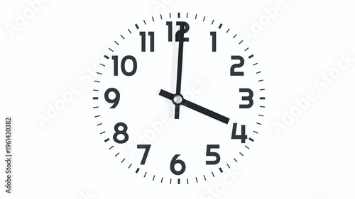 Animazione orologio loop infinito, rendering 3d su sfondo bianco, concetto del tempo che passa velocemente
