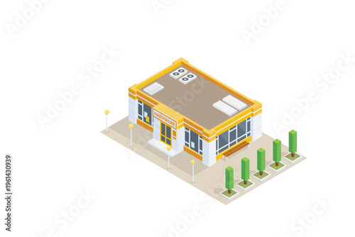 Isometric Commercial Retail Shop Building