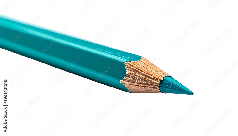 Fototapeta premium Macro shot of a single turquoise colored pencil against a stark black background