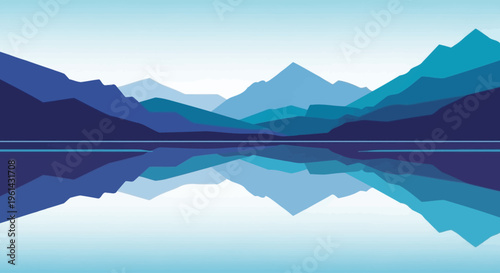 Serene Mountain Lake Reflection Landscape.