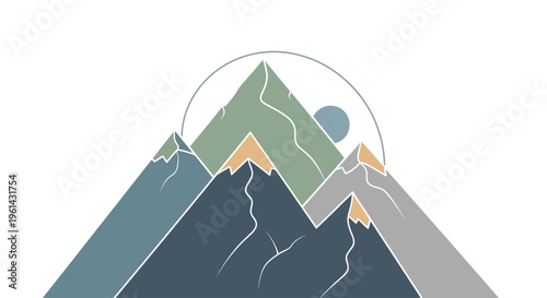 Mountain Peaks with Sun.