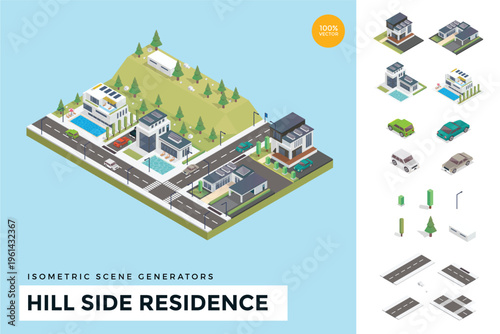Isometric Suburban Neighborhood Diorama Map
