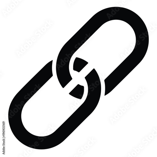 Minimalist Link Chain Icon, Black Vector Line Art for Hyperlink, Digital Connectivity, Website URL, and Interconnected Relationship Symbol for UI Design on White Background