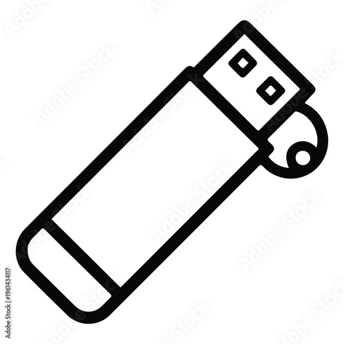 USB Flash Drive Icon, Modern Minimalist Thumb Drive Memory Stick Symbol for Portable Data Storage, Digital File Transfer, Hardware Hardware and Computer Technology