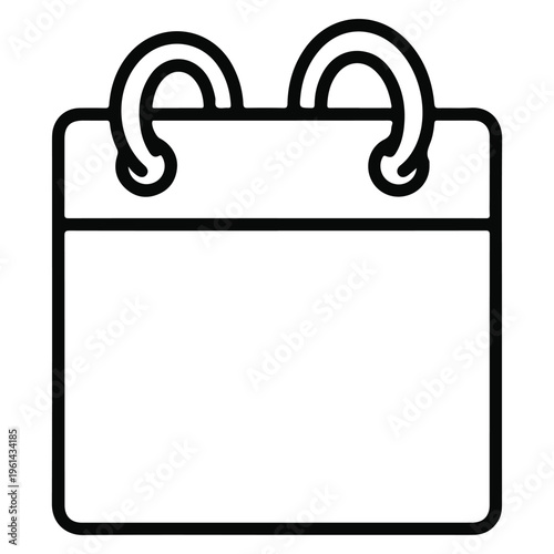 Calendar Icon, Modern Minimalist Blank Date Page and Binder Symbol for Event Planning, Appointment Booking, Time Management and Business Schedule Interface