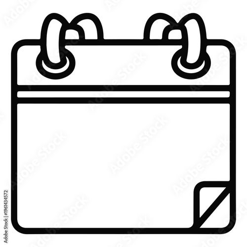 Calendar Icon, Modern Minimalist Blank Date Page and Binder Symbol for Event Planning, Appointment Booking, Time Management and Business Schedule Interface