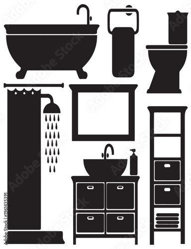 set of bath,,room,,design,, icons,,