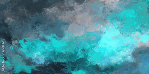 An abstract blue grunge backdrop features atmospheric water drops and smoky textures illuminated by bright sunlight breaking through dark storm clouds and a celestial night sky
