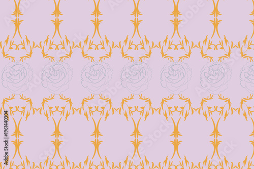 Intricate orange and white floral motifs in a structured brocade layout perfect for traditional upholstery luxury stationery and historical themed decor