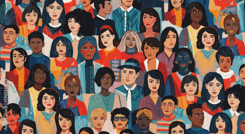 Diverse group of people from various ethnicities and ages gathered together