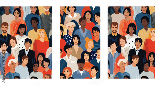 Diverse group of people with different ethnicities and ages standing together