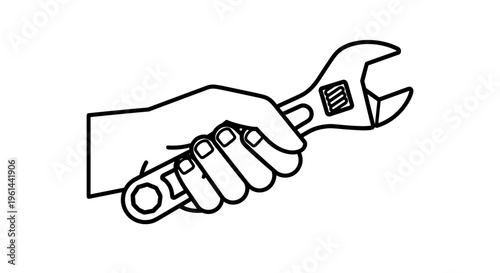 Hand holding an adjustable wrench tool for repair and maintenance services
