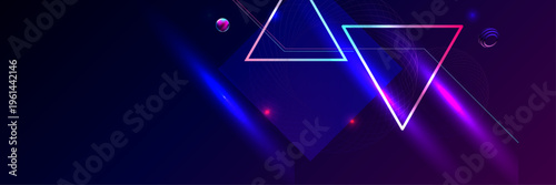 Scenarios Dark retro futuristic cyberpunk elements abstraction background cosmos synthwave vaporwave retrowave glitch circle with blue and pink glows