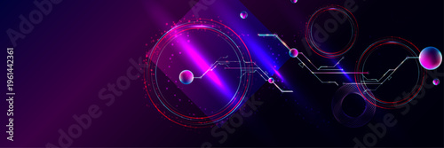 Scenarios Dark retro futuristic cyberpunk elements abstraction background cosmos synthwave vaporwave retrowave glitch circle with blue and pink glows