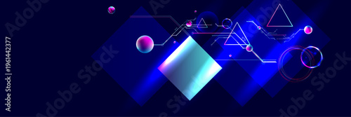 Scenarios Dark retro futuristic cyberpunk elements abstraction background cosmos synthwave vaporwave retrowave glitch circle with blue and pink glows