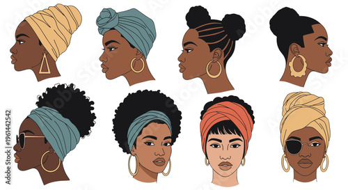 Diverse collection of diverse women's headscarf styles showcasing cultural fashion