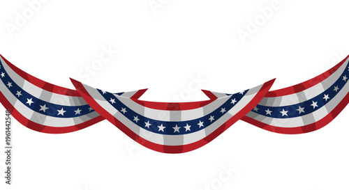 Festive american flag bunting garland with stars and stripes for patriotic