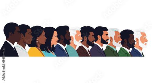 Diverse group of people in profile showcasing different ages ethnicities