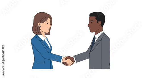 Diverse business professionals shaking hands in agreement symbolizing partnership