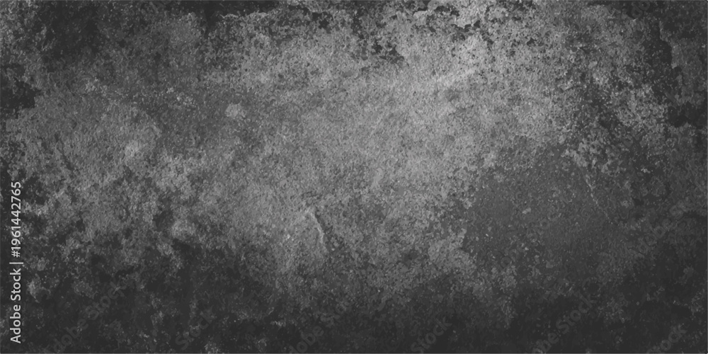 Fototapeta premium Aged dark grunge texture with a rough black and white concrete wall pattern and vintage dirty gray stone surface material for a moody wallpaper backdrop