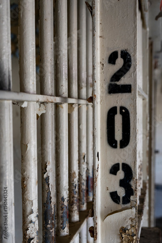Cell door number on prison cell door.