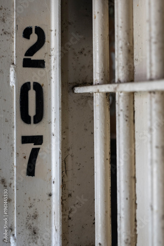 Cell door number on prison cell door.
